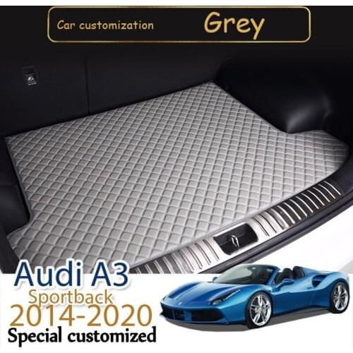 High quality Leather Car Trunk Mats For Audi A3 Sportback 2014-2020 Rear Trunk Floor Mat Tray Carpet Mud