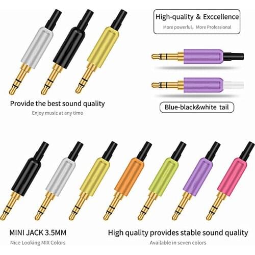 1PC Aluminum Jack 3.5 Earphone Adapter with Tail Clamp 3 Pole Stereo Male Plug Gold Plated Wire Connector Electronic Accessories