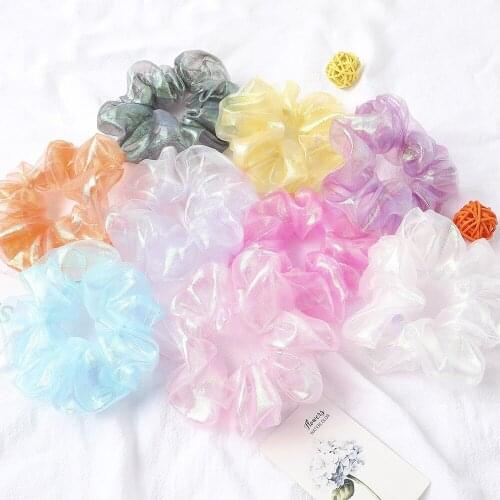 2020 Trendy New Rubber Bands On Hair Organza Hair Schrunchy For Woman Bright Color Voile Scrunches Elasticos