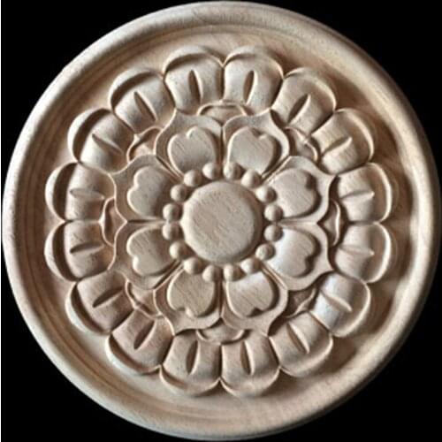 Wood Carving Applique Furniture Vintage Nautical Home Decor Wood Craft Vase Flower Basket Carve Cabinet Door Solid Wood Figurine