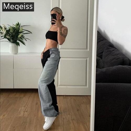 Meqeiss Patchwork Loose Casual Women Trousers Hip Hop Slim Fashion Jeans 2020 Autumn Korean Streetwear Version Denim Cargo Pants