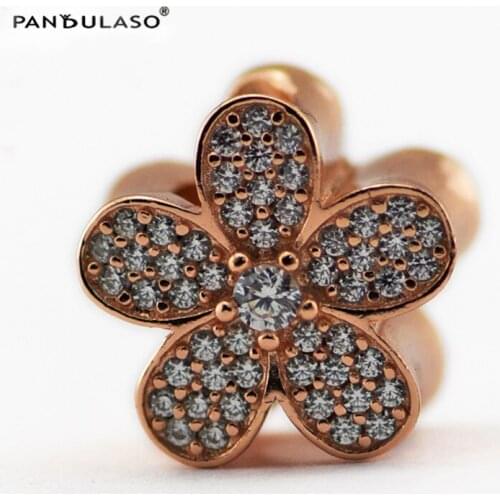 Mothers Day 100% 925 Sterling Silver Beads Dazzling Daisy Rose Charm Beads Compatible Fits Brand Bracelet Wholesale FL164R