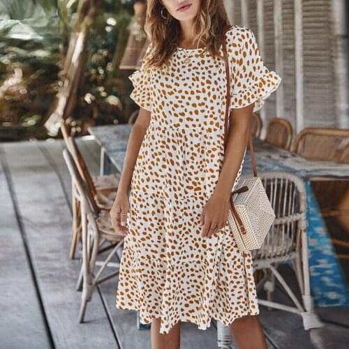 Elegant Floral Print Short Sleeve Beach Dress V-Neck Ruffles Mini Party Dress Summer Fashion Cotton Dresses