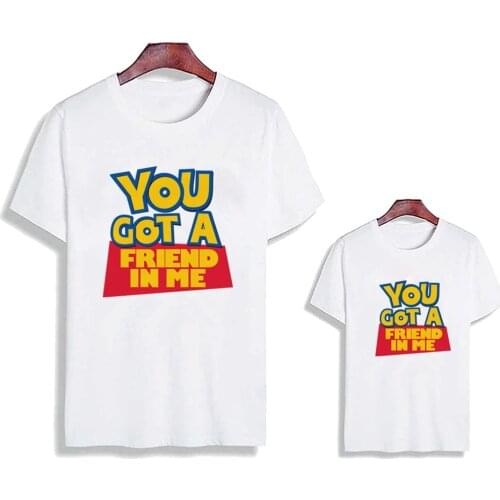You Got A Friend In Me Letter Printed Family Matching T Shirts Summer White O-neck Kids Boy Girl Clothes Toy Story Family Tops