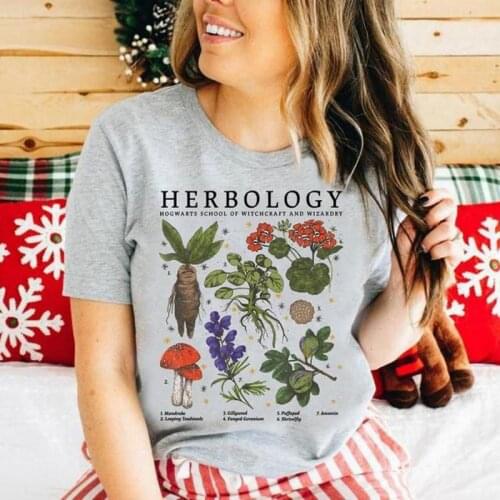 1pcs Sunfiz T shirt Herbology Plants Tshirt The School of Witchcraft and Wizardry Novelty Cotton Shirts