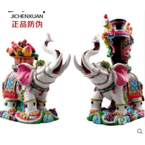 Ceramic Taocaitao Like a bottle of elephants on a basket of flowers to put on a wedding gift crafts Decisions Home Business Arts