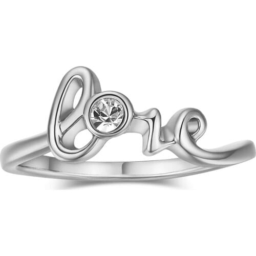 Classic Love Cubic Zirconia Engagement Finger Rings Silver Color Fashion Brand Jewellery/Jewelry For Women HotSale R193