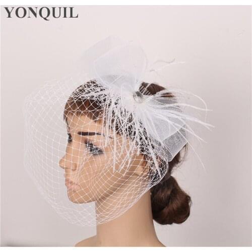 Classic Ladies Wedding Fascinator Accessory Veil Dotted Hair Clip more Colors Navy Dinner Party Church Women Hair Headpiece FS78