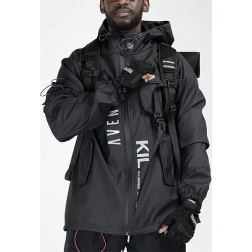 Multi Pockets Cargo Jackets Coats Men Windbreaker Hip Hop Sporty Streetwear Outdoor Techwear Harajuku Sport Winter Outerwear