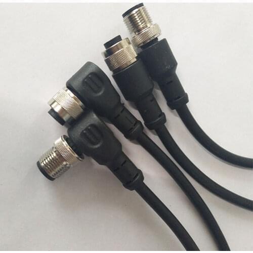 M12 50M cable 4pin 5pin 8pin straight Angle plug sensor connector female male linker with 50 meter cable