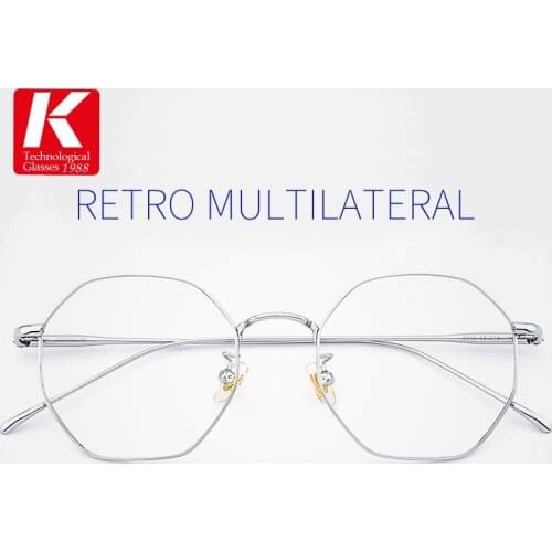 IP Titanium Women Optical Eyeglasses Frames Retro Luxury Brand Design Polygon Ultralight Myopia Prescription Glasses Men Eyewear
