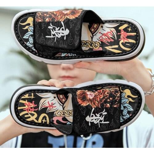 2021 new summer fashion casual mens flip flop graffiti beach sandals indoor shoes 39-44