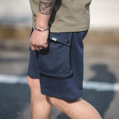 Mens cargo shorts Knitted sports five-quarter shorts Loose casual short pants man