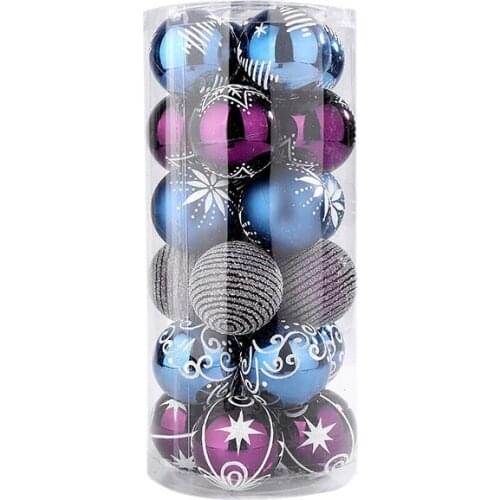 Adornos Navidad Natal Christmas Ball Set 24pcs 6cm Coloful Plastic Balls X-mas Tree Decoration Ornament Party Home Garden Decor