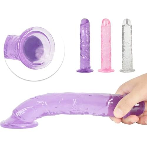 Realistic Crystal Dildos With Suction Cup No Vibrator Artificial Penis for Lesbian Female Masturbate Vaginal Massager Sex Toys