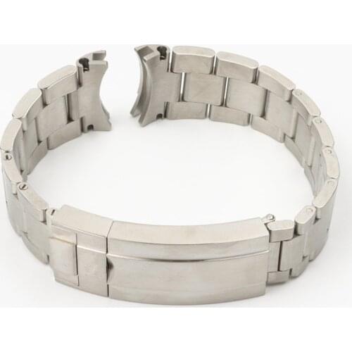 20mm 904L Stainless Steel Watchband For Role X Submariner Silver Special Arc End Wrist Strap Bracelet Men Butterfly buckle