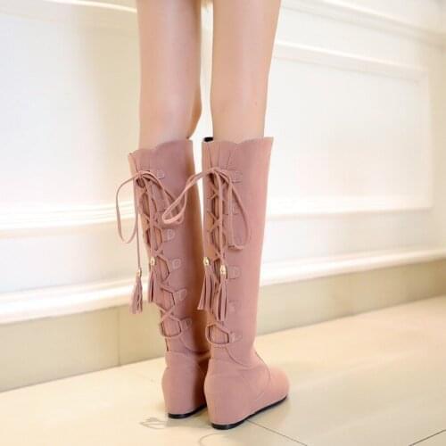 Womens High Boots, Inner Heightening Womens Boots, Middle Cotton Boots, Warm Winter Boots, Long Boots, Womens Shoes