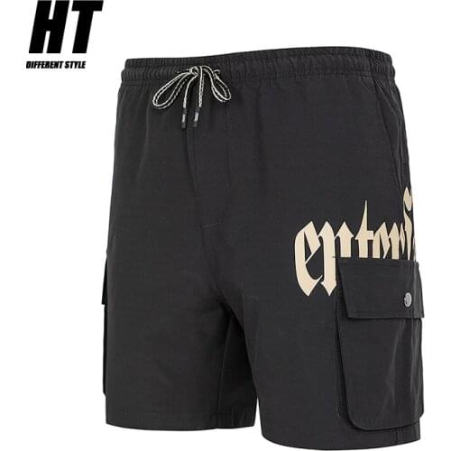 New Brand Cargo Shorts Men Trend Mens Casual Letter Shorts High Street Streetwear Harajuku Multi-Pocket Knee Length Pants Male