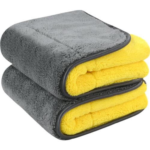 Sinland 1000gsm Plush Microfiber Car Towel Car Cleaning Dying Towel Double Side High Quality Super Absorbent 40cmx60cm 2 pack
