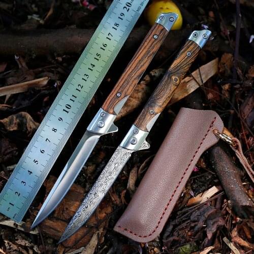 Folding Knife Damascus Pattern M390 Outdoor Pocket EDC Knife Jungle Hunting Camping Survival Knife Vegetable Cutter Multi Tool
