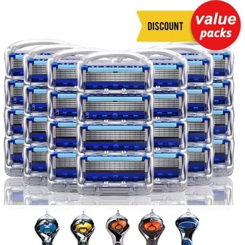 Replaceable Blade Fit Gillette Fusion 5 Proglide Proshield 5 Layers Manual Shaving Safety Razor Blades For Men Shaving Cassettes