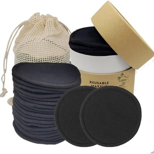 Sopurrrdy 10/20pcs Reusable Makeup Removal Bamboo Charcoal Bamboo Cotton Pad three Layer Wipe Pads Nail Art Cleaning Pads