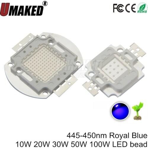 High power Plant Growth Royal blue High Power LED Chips Lighting Beads 445-450nm 1 3 5 10 20 30 50 100 Watts 30 45mil Garden