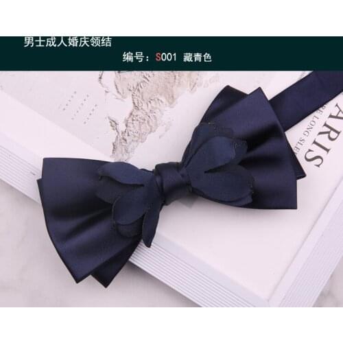 Crimson pink black bow tie male wedding wedding fashion British bow tie groom Korean wedding host