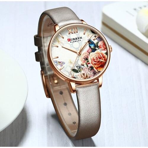 Top CURREN Women watches Ladies Japanese Fashion Luxury Quartz Wristwatch Ultra-thin Leather Strap Waterproof Clock Reloj Mujer