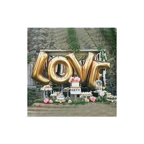16'' Inch Gold " LOVE ' Balloons Birthday Party Wedding Party Decoration Foil Balloons with free shipping 4 pcs/lot