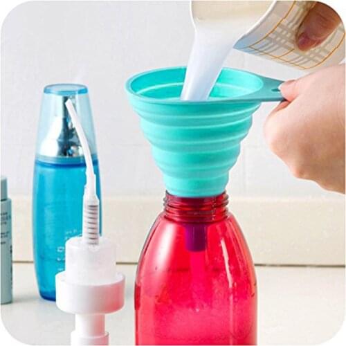 High Quality Kitchen Folding Heat Oil Resistant Water Liquid Silicone Gel Collapsible Funnel Kitchen Tools