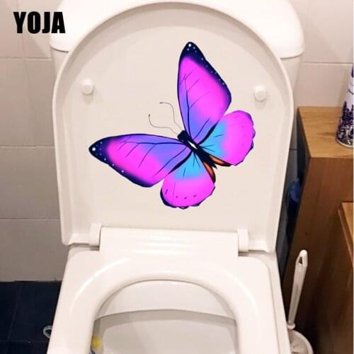 YOJA 23.5X18.8CM Purple Butterfly Girl Bedroom Wall Decals House Decoration Bathroom Toilet Seat Decal T1-2057