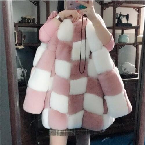 Women Mixed Colors Winter Thick Warm Long Faux Fur Coat Womens Furry Elegant Faux Fur Jacket High Quality Fluffy Outerwear Mujer