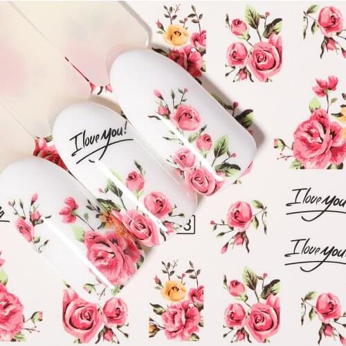 1 Sheet Nail Water Decals Transfer Stickers Flower Butterfly Rose Mixed Patterns Colorful Nail Art DIY Decorations Tools