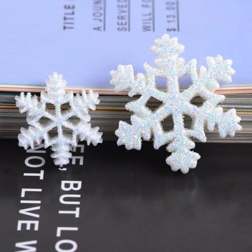20pcs 20mm/28mm White Glitter Resin Snowflake Flatbacks Embellishments Phone Christmas Decorations Scrapbooking DIY Crafts