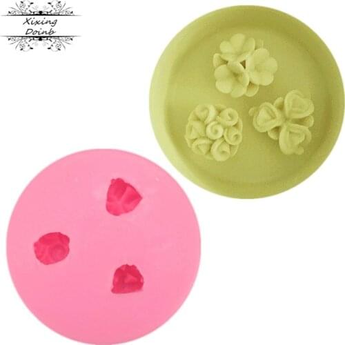 3D three hole flower shaped cake decoration silicone mold Chocolate Candy Mold