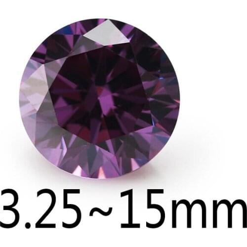 50PCS 3.25~20mm Round Shape Loose CZ Stone Purple Color AAAAA Cubic zirconia Synthetic Gems For Jewelry DIY Stone