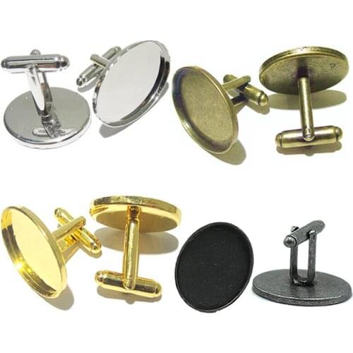Beadsnice hand make cufflink base blanks fit cabochons oval cufflinks bezel with base cufflinks trays for diy design ID 32271