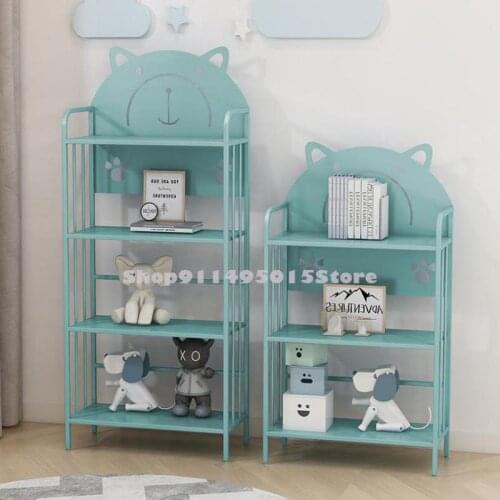 Little Bear Childrens Bookshelf Student Simple Picture Book Rack Home Floor Shelf Bedside Bookcase Iron Storage Shelf