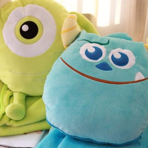 Disney Monsters University Movie Cartoon Mike Sulley Hold Pillow Blanket Cushion Blanket Nap Pillow