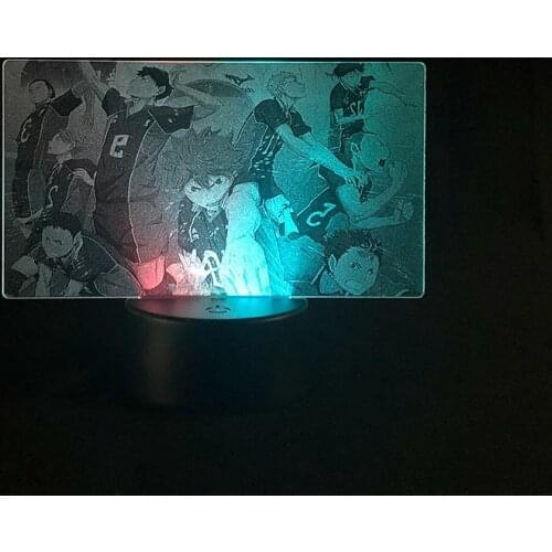 Two Tone Lamp Haikyuu Japanese Anime Manga Two Tone Led Light Colorful Decor Two Tone 3D Lamp Desk Room Children Kids Present