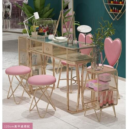 Economical double manicure table and chair set Simple modern wrought iron net red manicure table Single manicure table