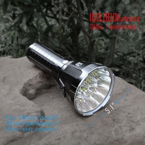100000 Lumens Flashlight Rechargeable Powerful Torch 18PCS Cree XHP70.2 LED IP56 Water Proof For Camping Night Fishing Cycling