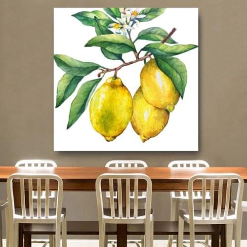 Canvas Pictures For Kitchen Wall Art 1 Piece/Pcs Lemon On The Branch Fruit Painting Prints Small Fresh Poster Home Decor Framed