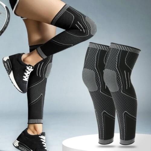 2PCS Full Leg Compression Sleeves Long Knee Pad Sleeve Leg Warmers Legwarmer for Men Women Basketball Arthritis Cycling Sports