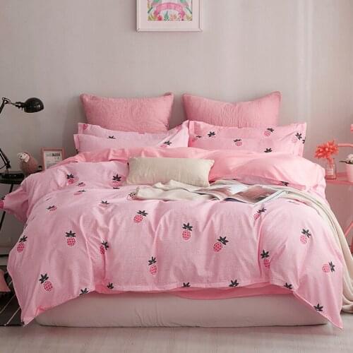 Pink Pineapple Bedding Set Simple Duvet Cover Set Pillowcase Home Textiles 2/3pcs Bed Linen King Queen Size Dropship