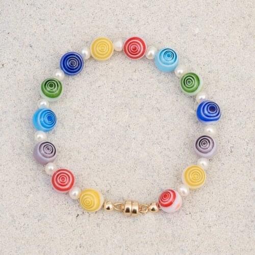 2021 JEMMY Lovely Summer Vacation Short bohemian Millefiori grain lines veins stripe streak Glass bead pearls CIRCUS bracelet