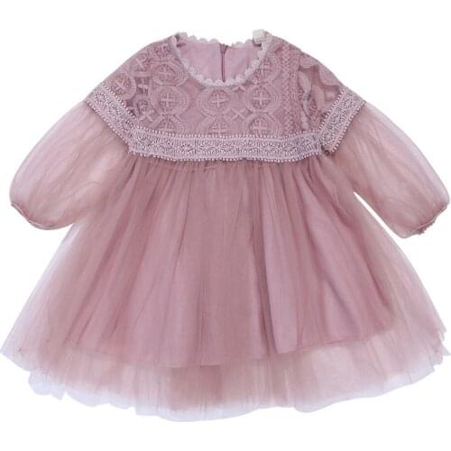 Lace Pageant Party Dresses Long Sleeve New Lovely Toddler Baby Clothes Dresses Baby Newborn Girl Princess Dress