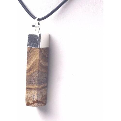Cuboid shape picture jasper stone pendant natural stone pendant trendy jewelry for woman for man wholesale