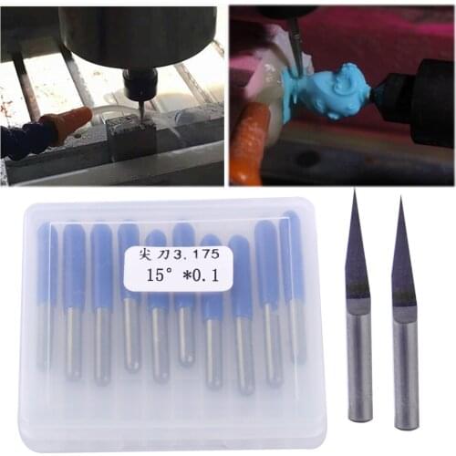 LETAOSK New 10pcs High Quality Tungsten Steel V-Shape 15 Degree 0.1mm PCB Engraving Bit CNC Router Tool